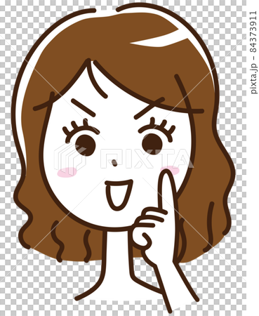 Woman's face expression smile finger pointing convincing face flash Woman's face expression smile finger pointing convincing face flash 84373911
