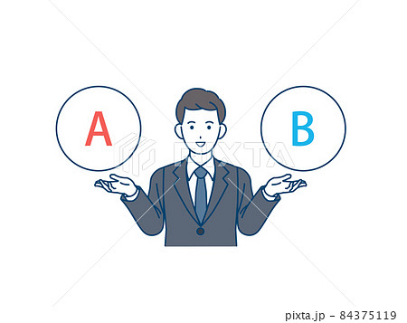 選択　選ぶ　ビジネスマン　会社員　スーツ姿の男性　決める　選択肢　プラン 84375119