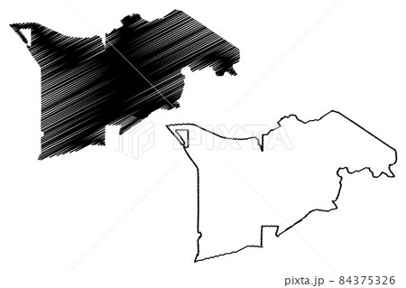 Cotai parish (Parishes of Macau, Macao Special Administrative Region of the Peoples Republic of China) map vector illustration, scribble sketch Cotai map 84375326