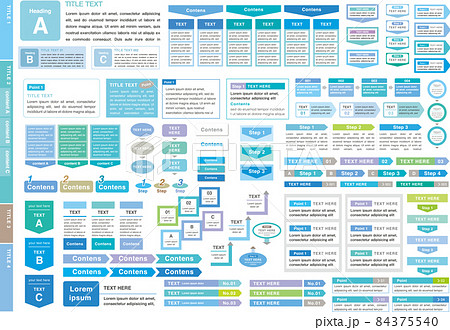 カタログチラシ見出しテンプレート素材セットブルー系 84375540