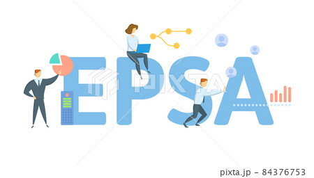 EPSA, Electric Power Supply Association. Concept with keyword, people and icons. Flat vector illustration. Isolated on white. 84376753