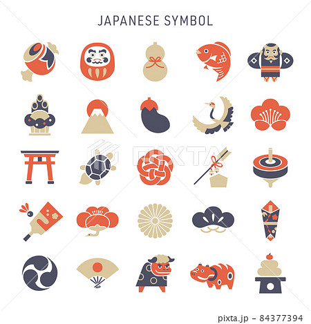 和のシンボル・正月のアイコンセット/フラット 和のシンボル・正月のアイコンセット/フラット 84377394