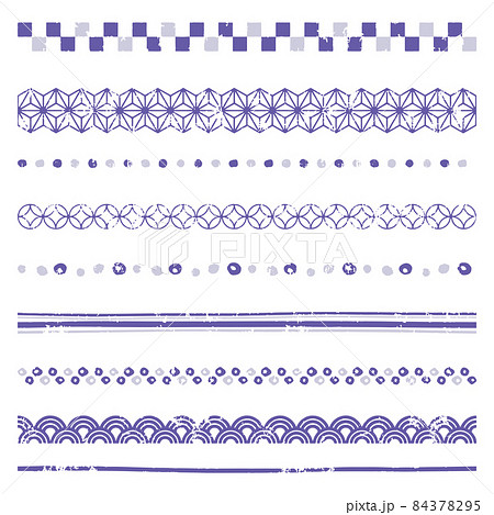 スタンプ風 和柄 装飾ライン 紫 のイラスト素材