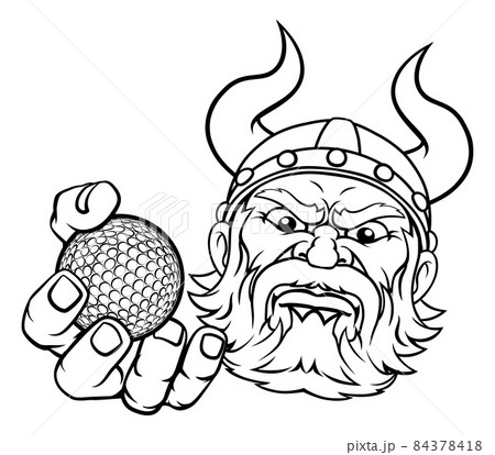 Viking Golf Ball Sports Mascot Cartoon 84378418