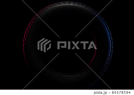 round black tire on a black background round black tire on a black background 84378594