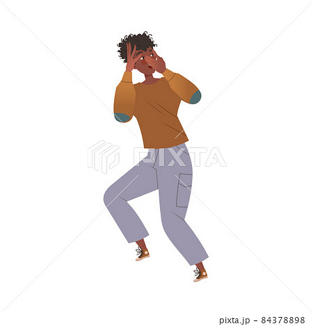 Man Character Afraid of Something Feeling Scared and Terrified Shaking with Fear Vector Illustration Man Character Afraid of Something Feeling Scared and Terrified Shaking with Fear Vector Illustration 84378898