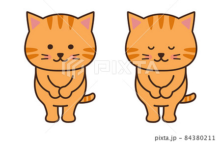 おじぎをする猫のイラスト　全身 84380211