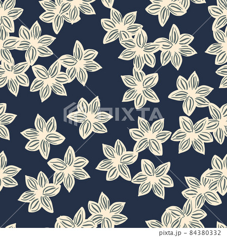 Seamless pattern sanise on dark blue background. Vector repeat template spice in doodle style. Hand drawn elements nature texture for fabric. Seamless pattern sanise on dark blue background. Vector repeat template spice in doodle style. Hand drawn elements nature texture for fabric. 84380332