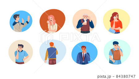 Group people with smartphones. Man woman elderly students chatting, making selfie, listening music, talking using smartphones. People mobile internet technology, social networking, social media Group people with smartphones. Man woman elderly students chatting, making selfie, listening music, talking using smartphones. People mobile internet technology, social networking, social media 84380747