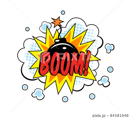 Comic speech bubble. Speech clouds with quotes, exclamations, surprise, admiration, anger, sound effects pop art. Vector pattern with comic speech bubble, boom, burst clouds. Comic speech bubble. Speech clouds with quotes, exclamations, surprise, admiration, anger, sound effects pop art. Vector pattern with comic speech bubble, boom, burst clouds. 84381046