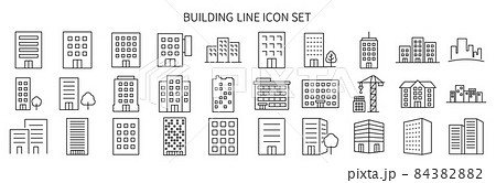 シンプルなビルアイコンセット シンプルなビルアイコンセット 84382882