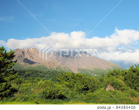 赤水展望広場から桜島火口方面を望む　鹿児島県鹿児島市桜島赤水町 84383430