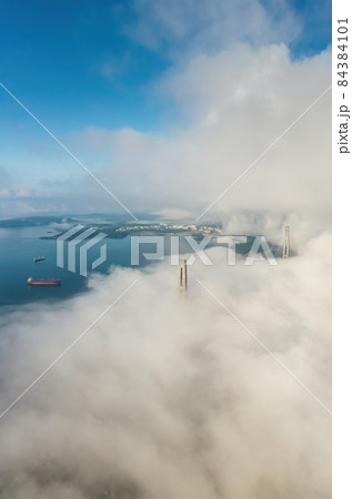 View from the drone to the Russian bridge View from the drone to the Russian bridge 84384101