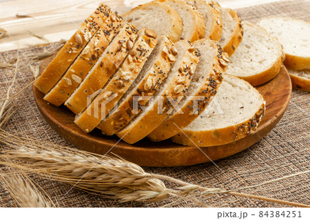 Homemade Sourdough Bread Loaf Slices 84384251
