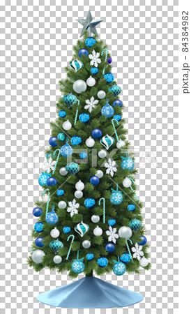 クリスマスツリー イラスト 青 リアル  84384982