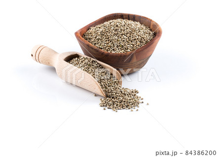 Cannabis Hemp seeds in scoop on white Cannabis Hemp seeds in scoop on white 84386200