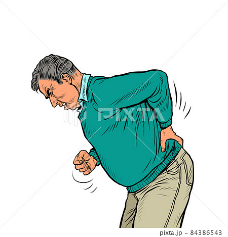 An Elderly Man Back Pain Osteochondrosis のイラスト素材