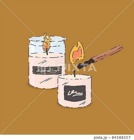 Beautiful illustration of scented candles. A poster for a spa, a match with a flame lights a candle. A beautiful poster for relaxation, self-care. Beautiful illustration of scented candles. A poster for a spa, a match with a flame lights a candle. A beautiful poster for relaxation, self-care. 84388357