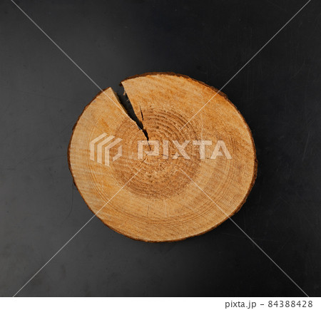 Wooden stump, cross section, cut wood tree trunk slice 84388428