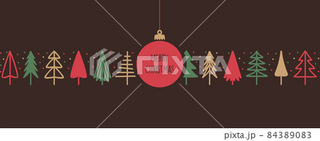greeting card with christmas fir tree border on white 84389083