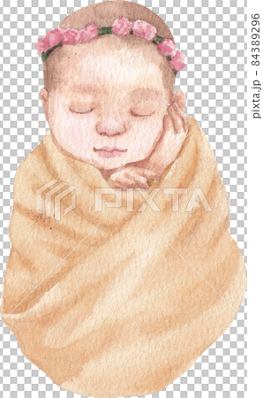 Newborn baby and decor watercolor clipart png 84389296
