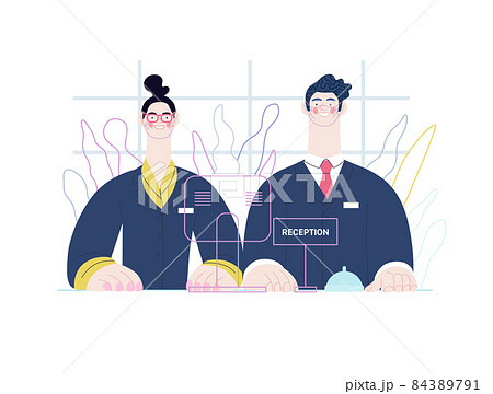 Hospital reception - medical insurance illustration. Flat vector 84389791
