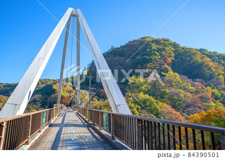 はねたき橋　高津戸峡　高津戸渓谷　紅葉はじめ　秋の風景 84390501