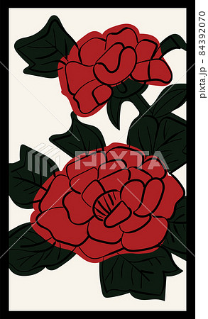 花札のイラスト　バラ単枚｜6月牡丹のカス｜日本のカードゲーム｜ベクターデータ 84392070