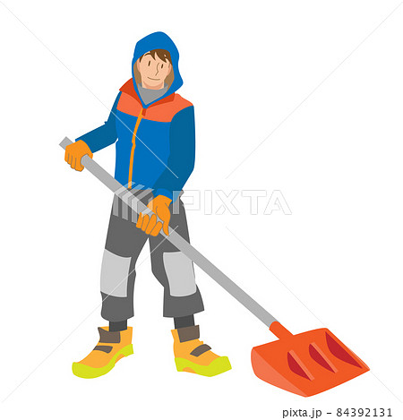 スコップで雪かきをする男性 スコップで雪かきをする男性 84392131