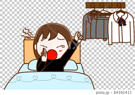 <前> 一個太困在床上打哈欠的女學生 84392411