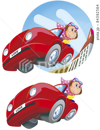 赤い車でドライブ 84392564