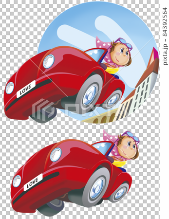 赤い車でドライブ 84392564