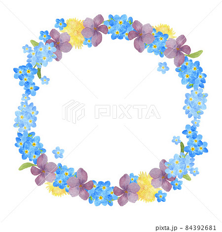 春の草花のリース 水彩画 春の草花のリース 水彩画 84392681