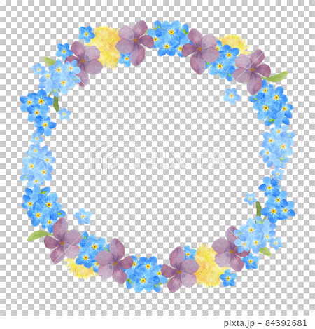 春の草花のリース 水彩画 春の草花のリース 水彩画 84392681