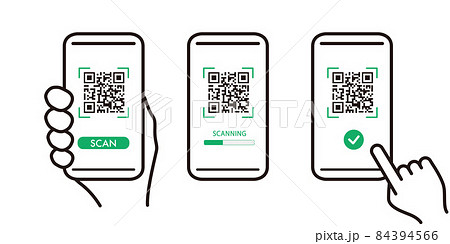 QR code scan icon with smartphone, scan me barcode 84394566