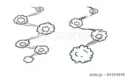 Comic speed effect with clouds. Comic clouds with motion trail lines. Vector illustration 84394846
