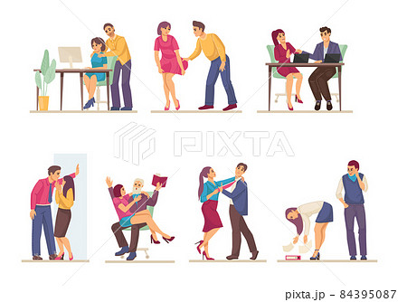 Sexual harassment, assault, abuse incident in office. Sexual harassment violence and bullying between female and man employee, boss and worker, sexism discrimination Sexual harassment, assault, abuse incident in office. Sexual harassment violence and bullying between female and man employee, boss and worker, sexism discrimination 84395087