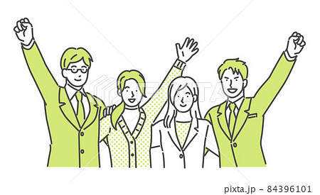 万歳する男女4人のビジネスチーム 84396101