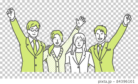 A business team of four men and women who hurray 84396101