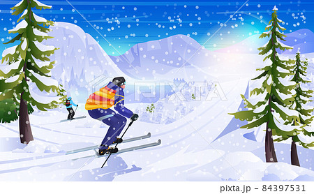 people skiing man tourists doing activities winter vacation concept snowfall landscape background horizontal people skiing man tourists doing activities winter vacation concept snowfall landscape background horizontal 84397531