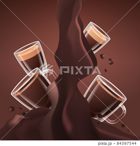 realistic coffee in glass cups hot espresso americano drinks banner vertical realistic coffee in glass cups hot espresso americano drinks banner vertical 84397544