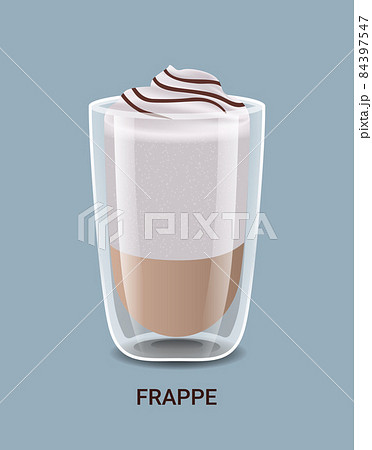 realistic coffee in glass cup hot frappe drink vertical realistic coffee in glass cup hot frappe drink vertical 84397547