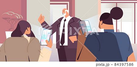 addicted businesspeople using digital gadgets business people active in social networks digital addiction concept addicted businesspeople using digital gadgets business people active in social networks digital addiction concept 84397586