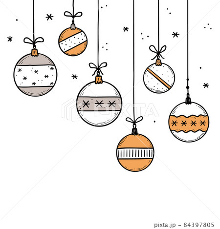 Doodle christmas ball element set 84397805