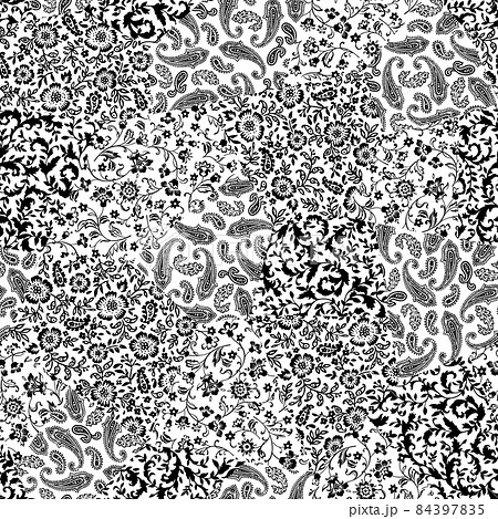 サラサ模様のシームレッスなパッチワーク柄, 84397835