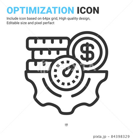 Optimization icon vector with outline style isolated on white background. Vector illustration performance sign symbol icon concept for business, finance, industry, company, apps, web and project 84398329