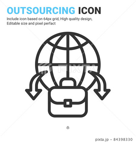 Outsourcing icon vector with outline style isolated on white background. Vector illustration outsource sign symbol icon concept for business, finance, industry, company, apps, web and project 84398330