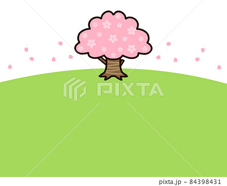 かわいい桜の木とコピースペースのイラスト素材