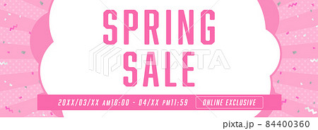 春セール向け　バナーテンプレート／集中線と紙吹雪のピンク色フレーム 84400360