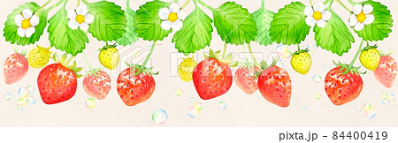 いちごの可愛い水彩イラストとシャボン玉　他複数バリエーションあります 84400419
